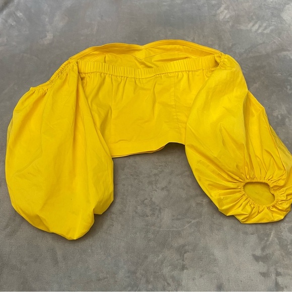 New York & Co Yellow Off The Shoulder Puff Sleeve Crop Top - 3287 - Picture 8 of 9